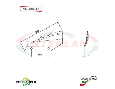 LS2015SX - Left - Knife for mixer wagon UNIFEED - Vertical - Toothed - Folded - TRIOLET - (5 Pz.)