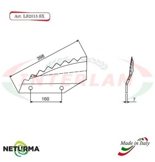 LS2015SX - Lama per Carri UNIFEED - Piegata - TRIOLET - (5 Pz.)