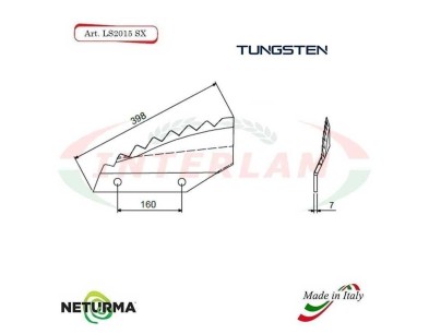 LS2015SX - Tungsteno  - Lama per Carri UNIFEED  - Piegata - TRIOLET - (5 Pz.)