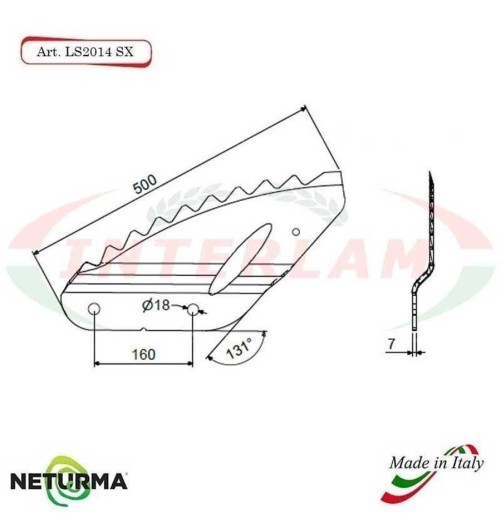LS2014SX - Lama per Carri UNIFEED - Piegata - TRIOLET - (5 Pz.)