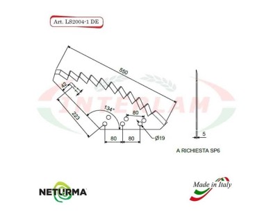 LS2004-1-DX - Right - Knife for mixer wagon UNIFEED - Vertical - Toothed -STORTI - (5 Pcs.)