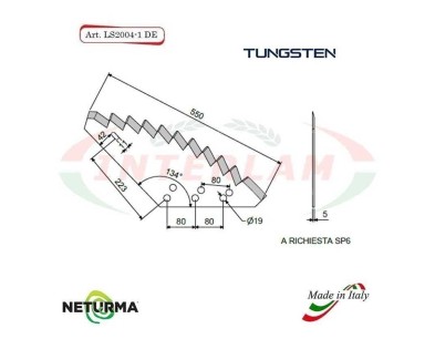 LS2004-1-DX - TUNGSTENO - Lama per Carri UNIFEED - UNIFAST - ITALMIX - STORTI - (2 Pz.)