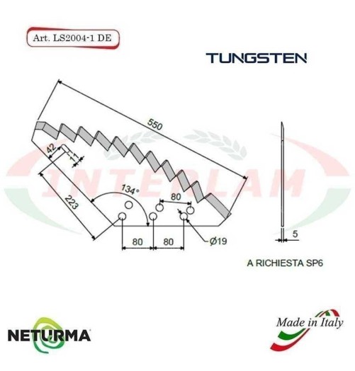 LS2004-1-DX - TUNGSTENO - Lama per Carri UNIFEED - ITALMIX - (2 Pz.)