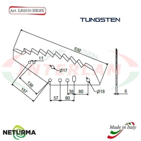 Lama per Carri UNIFEED LS 2010 SX - Tungsteno - KUNH Unificata -5 Pz