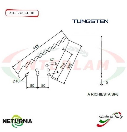 LS2024DX - TUNGSTENO - Lama per Carri UNIFEED L - STORTI - (5 Pz.)