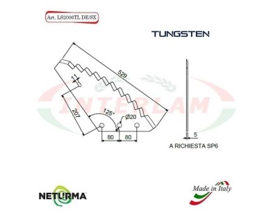 LS2006TLDX - TUNGSTENO - Lama per Carri UNIFEED - LAZZARONI - SUPERTINO - CRAI - (5 Pz.)
