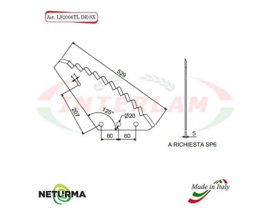 LS2006TLSX - Lama per Carri UNIFEED Verticale - SUPERTINO - (5 Pz.)