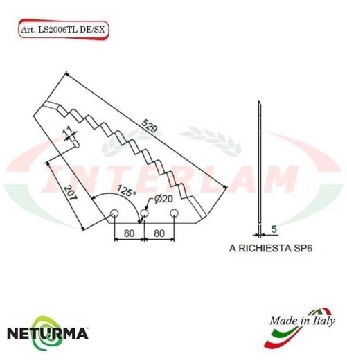 LS2016TLSX - Knife for mixer wagon UNIFEED Vertical - SUPERTINO  5 Pcs.