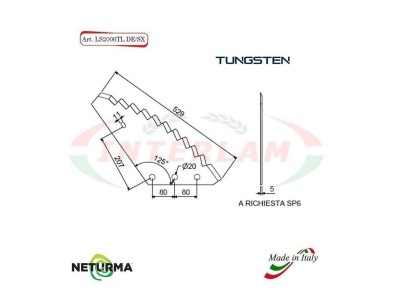 LS2006TLSX - TUNGSTENO - Lama per Carri UNIFEED - LAZZARONI - (5 Pz.)