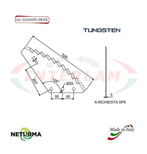LS2006TLSX - TUNGSTENO - Lama per Carri UNIFEED - LAZZARONI - (5 Pz.)