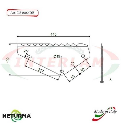 LS1000DX - Lama per Carri UNIFEED - LUCLAR - MUTTI - ITALMIX - OMAS - SGARIBOLDI - (5 Pz.)