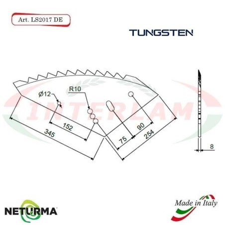 Lama per Carri UNIFEED LS 2017 DE - Tungsteno - SILOKING - (5 Pz.)