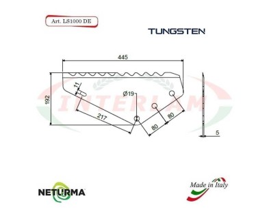 LS1000DX - TUNGSTENO - Lama per Carri UNIFEED - LUCLAR - (5 Pz.)