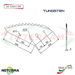 Right toothed knife for UNIFEED vertical mixer wagon LS 2017 DX - Tungsten - KVERNELAND - (5 Pcs.)