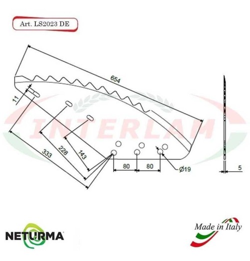 LS2023DX - Lama per Carri UNIFEED - STORTI - (5 Pz.)