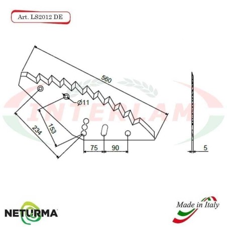 Right toothed knife for UNIFEED vertical mixer wagon LS 2012 DX