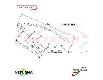 LS2023DX - TUNGSTEN - Right - Knife for mixer wagon UNIFEED - Vertical - Toothed - STORTI - (3 Pcs.)