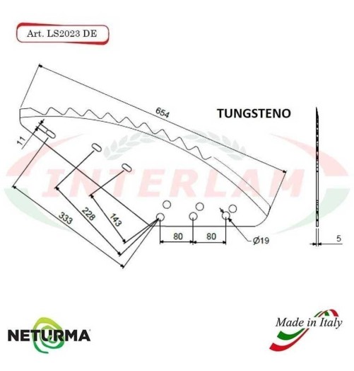 LS2023DX - TUNGSTENO - Lama per Carri UNIFEED -STORTI - (3 Pz.)