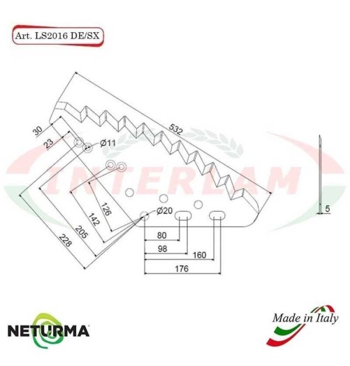 LS2016SX -Knife for mixer wagon UNIFEED Vertical - PAGLIARI - (5 Pcs.)