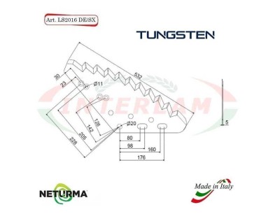 LS2016SX - TUNGSTENO - Lama Per Carri UNIFEED Verticale - (5 Pz.)