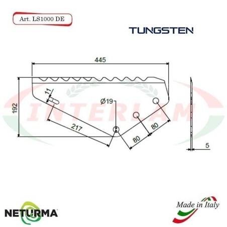 Lama per Carri UNIFEED LS 1000 DX - Tungsteno - ITALMIX - (5 Pz)