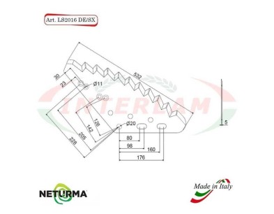 LS2016DX - Knife for mixer wagon UNIFEED Vertical - PAGLIARI - (5 Pcs.)
