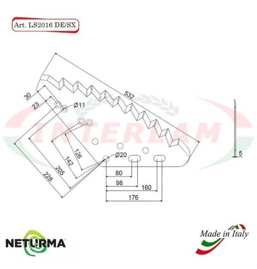 LS2016DX - Lama per Carri UNIFEED Verticale - GENERALMIX -  (5 Pz.)