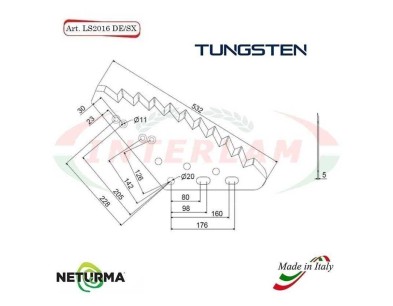 LS2016DX - TUNGSTENO - Lama Per Carri UNIFEED Verticale - GENERALMIX - (5 Pz.)