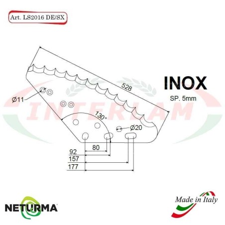 Lama Per Carri UNIFEED Verticale - LS 2016 DX - Inox - (1 Pz.) - AFT