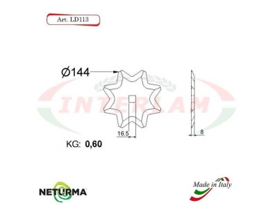 LD113 - Knife for mixer wagons  UNIFEED - Toothed - Ø144 - SEKO - (25 Pcs.)