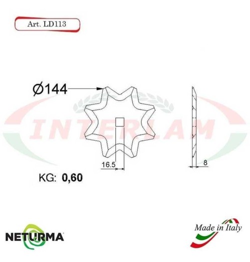 LD113 - Knife for mixer wagons  UNIFEED - Toothed - Ø144 - SEKO - (25 Pcs.)