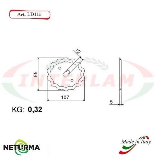 LD115 - Knife for mixer wagons  UNIFEED - Toothed - Ø95X107 - STORTI - (25 Pcs.)