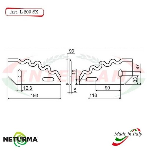 L203SX - Left toothed knife for UNIFEED horizontal mixer wagon - Ø93 - LUCLAR - (10 Pcs)
