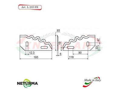 L203SX - Left toothed knife for UNIFEED horizontal mixer wagon - Ø93 - GILIOLI - (10 Pcs)