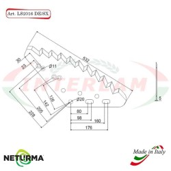 Left Knife for mixer wagons UNIFEED Vertical - LS 2016 SX - UNIVERSAL - (5 Pcs.) - FARESIN