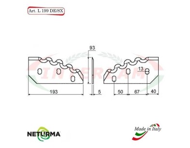 L199SX - Lama per Carri UNIFEED - Dentata - Ø93 - SGARIBOLDI (10 Pz.)