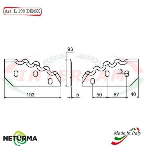 L199SX - Lama per Carri UNIFEED - Dentata - Ø93 - SGARIBOLDI (10 Pz.)