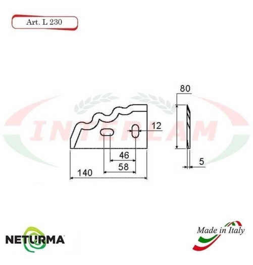 l230 - Knife for mixer wagons UNIFEED - toothed - Ø80 - (10 Pcs.)
