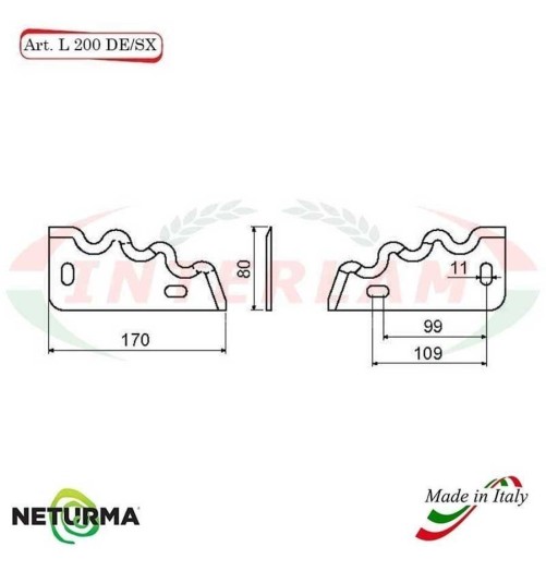 L200DX - Knife for mixer wagons UNIFEED - toothed - Ø80 - (10 Pcs.) - COMAG