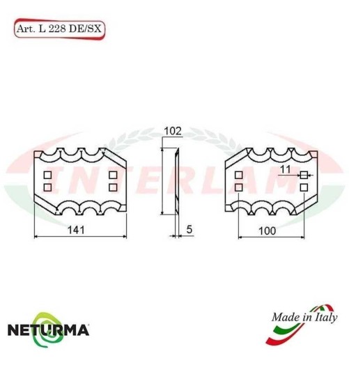 L228DX - Knife for mixer wagons UNIFEED - toothed - Ø102 - (10 Pcs.) - FARESIN