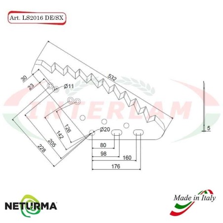 Left Knife for mixer wagons UNIFEED Vertical - LS 2016 SX - UNIVERSAL - (5 Pcs.) - SITREX
