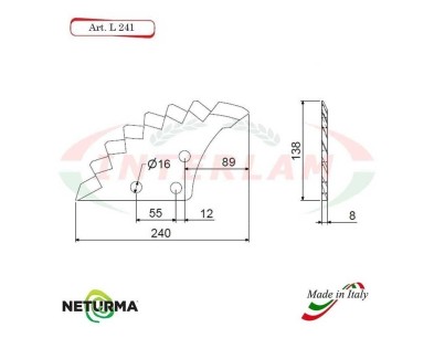 L241 - Knife for mixer wagons UNIFEED - toothed - Ø138 - (4 Pcs.) - EUROCOMP