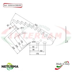 Lama per Carri UNIFEED Verticale LS 2016 DX - Dentata (5 Pz.) - AGM