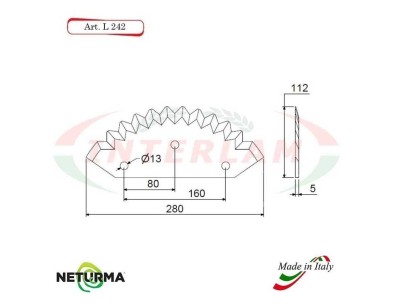 L242 - Knife for mixer wagons UNIFEED - toothed - Ø112 - (5 Pcs.)