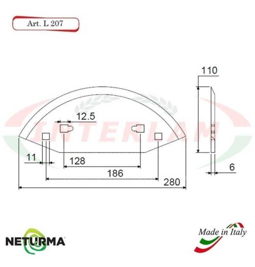 L207 - Lama per Carri UNIFEED - Liscia - Ø110 - STORTI (5 Pz.)
