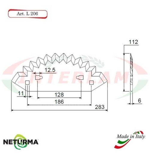 L206 - Knife for mixer wagons UNIFEED - toothed- Ø112 - STORTI (5 Pcs.)