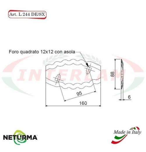 L244DX - Right toothed Knife for mixer wagons UNIFEED - Ø88 - 2 HOLES - STORTI - ST16800058 - (10 Pcs.)
