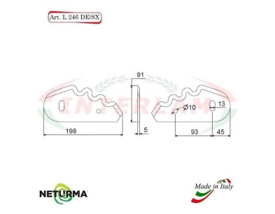 L246SX - Left - Knife for mixer wagons UNIFEED - Toothed  Ø91 - STORTI  - (10Pcs.)