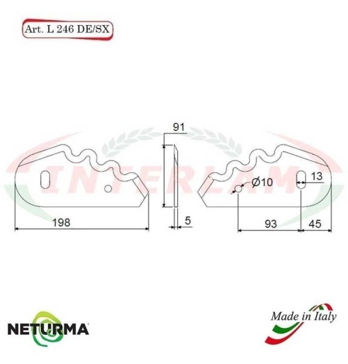 L246DX - Lama per Carri UNIFEED - Dentata - Ø91 - STORTI - (10Pz.)
