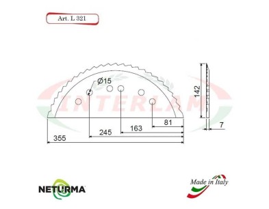 L321 - Knife for mixer wagons UNIFEED Toothed  - Ø142 - MARMIX - ALIECO - (5 Pcs.)